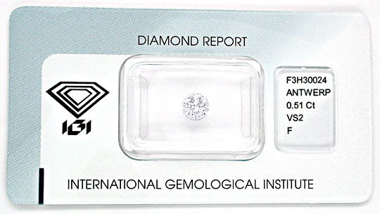 Foto 1 - Diamant, IGI!!!, 0,51ct Top Wesselton F VS2 Wert, D5473