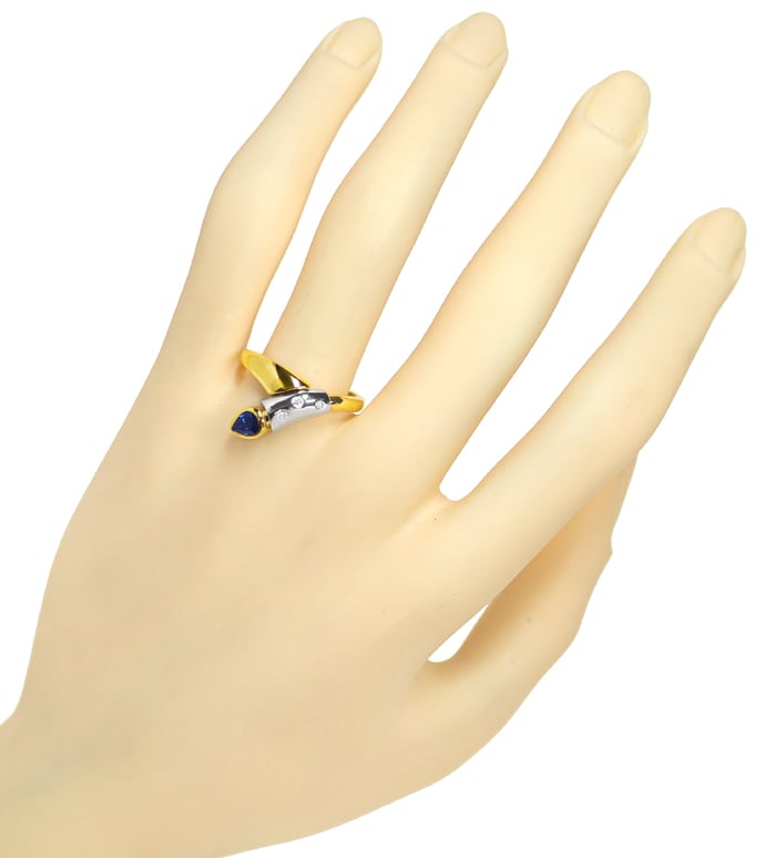 Foto 4 - Diamantring mit lupenreinen Brillanten und blauem Safir, Q1428