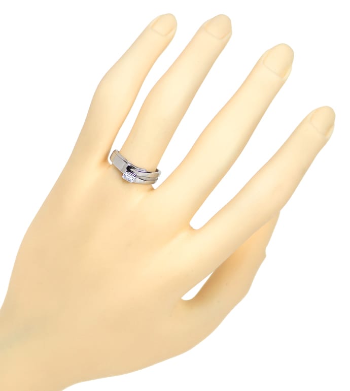 Foto 4 - Extravaganter Designer-Platin Ring mit Diamant Baguette, S1728