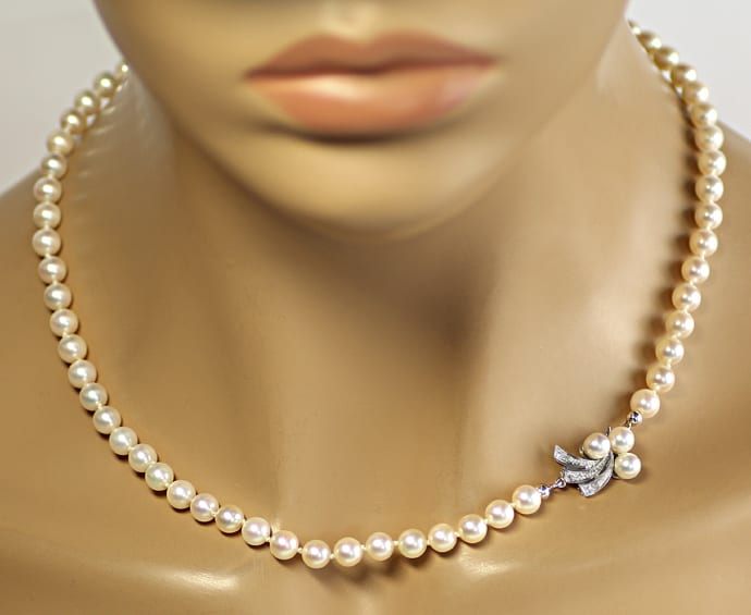 Foto 6 - Edle Perlenkette Weißgold Schloss lupenreine Diamanten, S2120