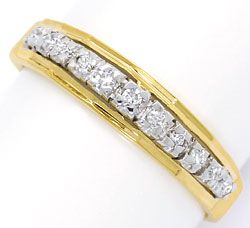 Foto 1 - Halbmemory Ring 0,15ct Diamanten 18K Gelbgold-Weißgold, S4709