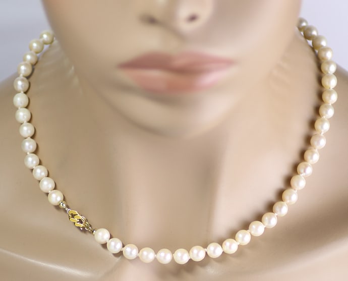 Foto 6 - Schicke Perlenkette 46cm 7,5mm Gold-Schloß, S5149