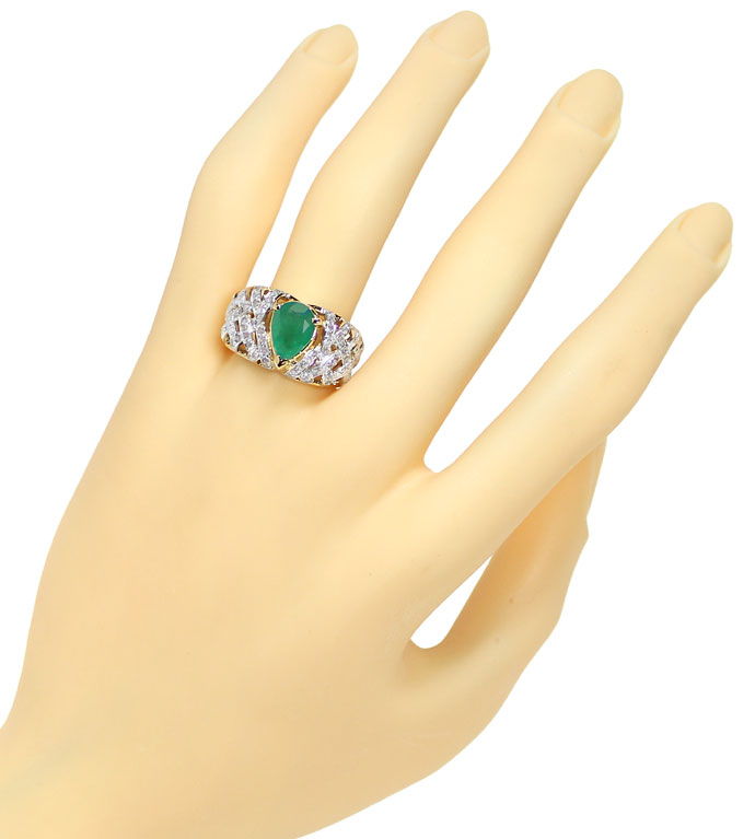 Foto 4 - Bandring 2,0ct Spitzen Smaragd Tropfen und 54 Diamanten, S9857